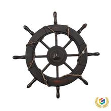 ✅地中海风挂饰船舵船锚复古黑色木质摆件家居工艺品墙上装饰挂件