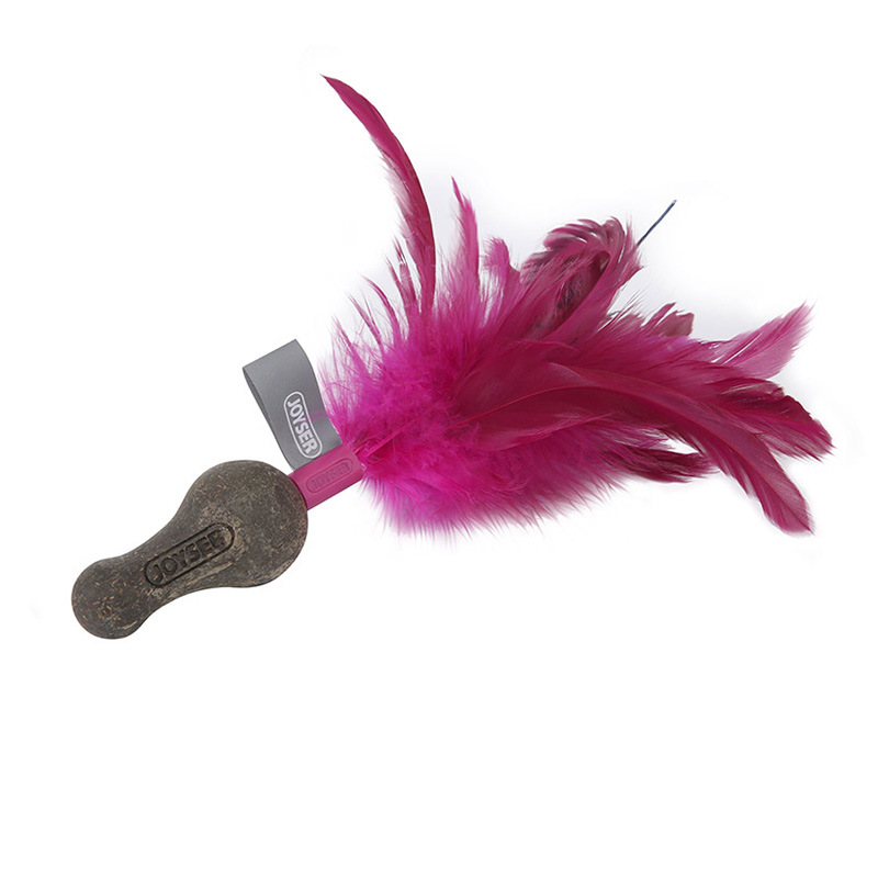 (2개) JOYSER 애완 동물 고양이 재미있는 스틱 개수 공 깃털 재미있는 고양이 장난감 교체 가능한 깃털 반지 재미있는 고양이