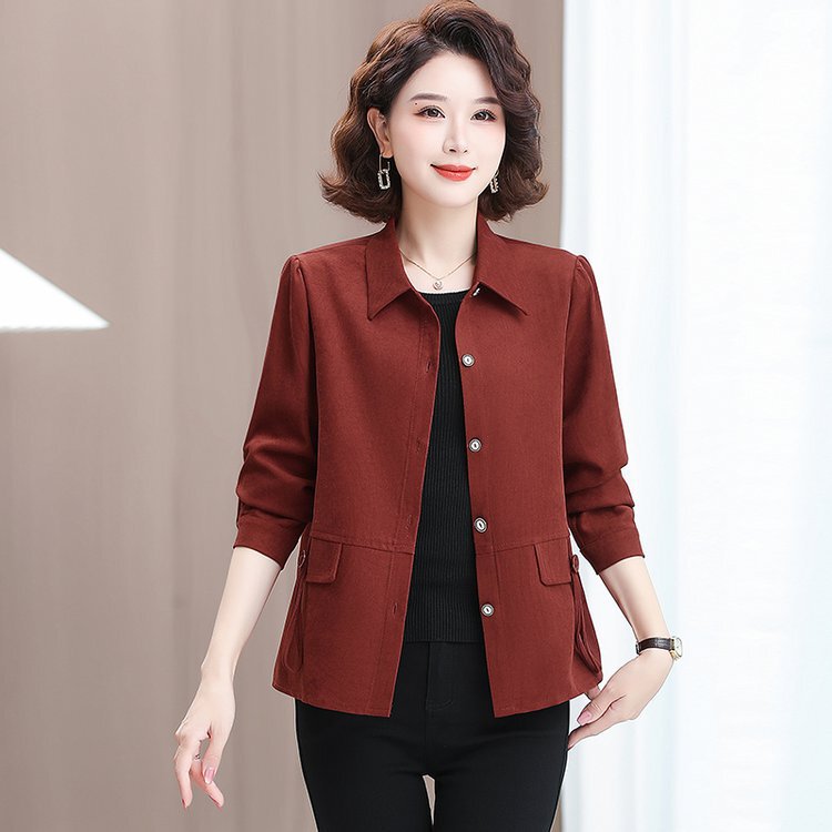 一件代发春秋2025季大码新款长袖衬衫妈妈时尚休闲薄款女打底衬衣|undefined