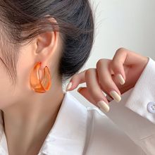高级感透明耳坠法式耳环新款耳圈韩国气质百搭夏季耳钉耳饰女2021
