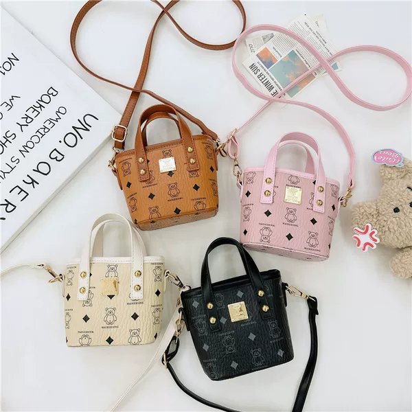 Children's Bag Autumn and Winter New Niche Printed Mini Girls' Handbag Creative Western Style Bucket Bag Accessories Crossbody Bag