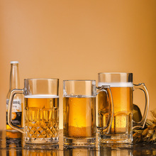V2WS批发加厚扎啤杯玻璃杯超大容量带把英雄杯慕尼黑啤酒杯大号10