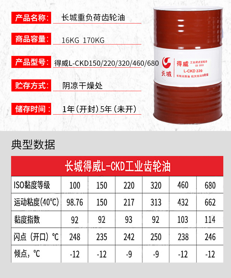 Great Wall 220 # No. 320 Heavy Negative Industrial Closed Gear Oil L-Ckd220/320 Reducer Lubricant