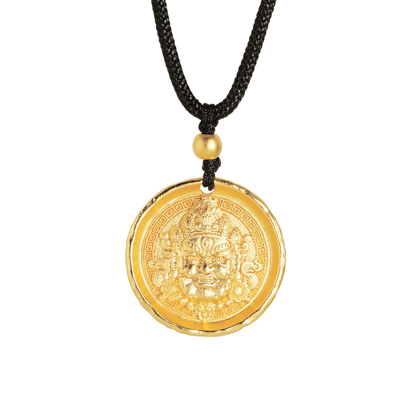 Estilo antiguo oro Rohan collar redondo hombres y mujeres cuerda negra ajustable no desvanecimiento chapado en oro joyería transmisión en vivo mismo estilo al por mayor