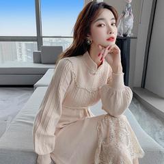 2025秋冬季新款针织毛衣连衣裙女气质减龄复古打底内搭改良版旗袍