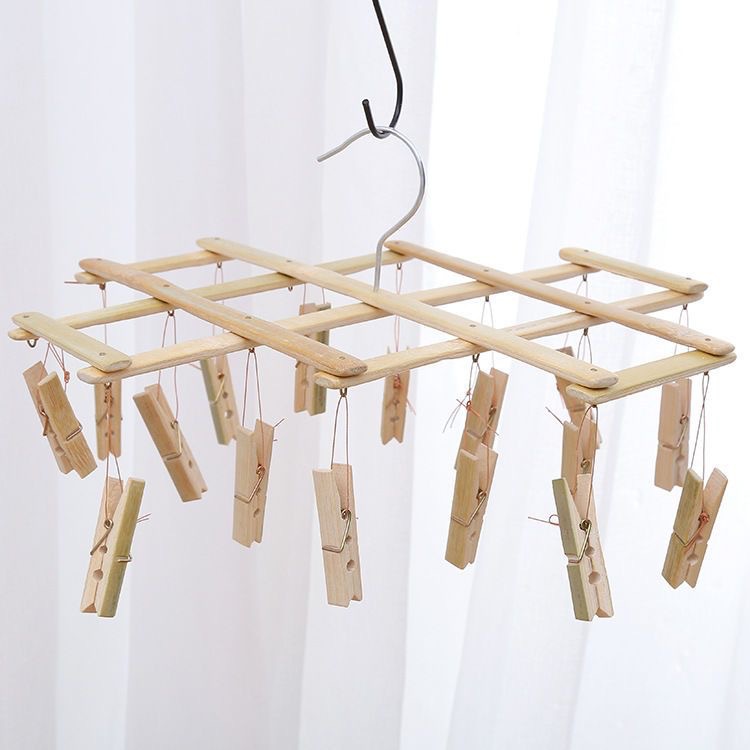 16-Head Bamboo Clothes Drying Rack, Sock Drying Rack, Two-Yuan Store Department Store Wholesale Supply, 3 Yuan Store Stall Supply