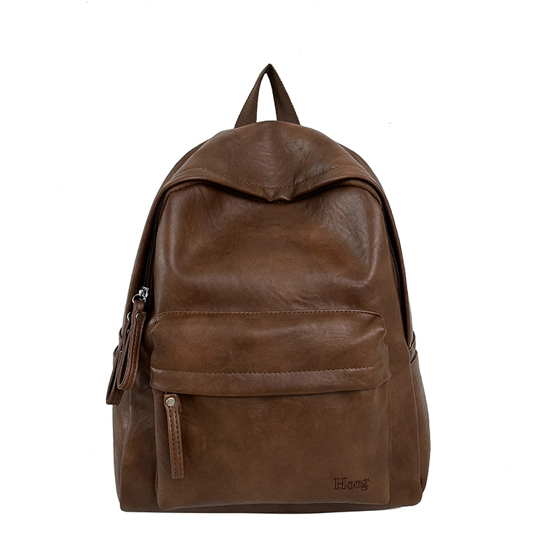 New Coffee Brown Women's Bag Simple Large Capacity Business Laptop Backpack Leather Commuter High-End Shoulder Bag - Thumbnail 5