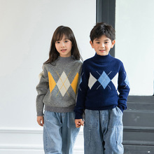 宝宝羊毛衫圆领女童秋冬加厚打底衫中大童男毛衣拼色羊毛衫童装