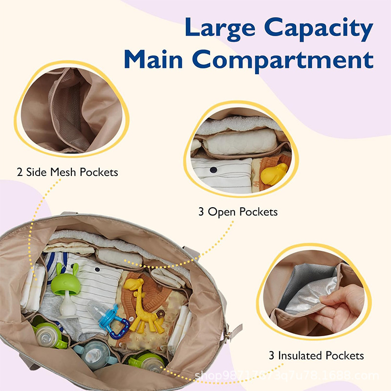 Amazon nueva bolsa de pañales bolsa de mano bolsa de pañales de viaje de gran capacidad bolsa de hospital de parto caja de tetas de expansión