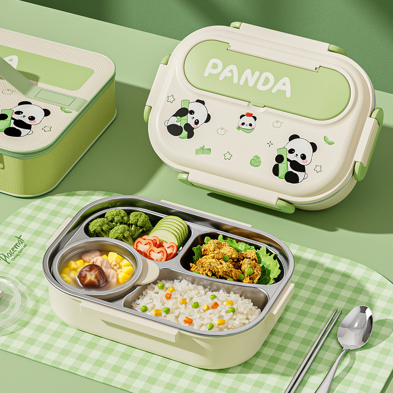 304 Stainless Steel Cartoon Lunch Box for Office Workers, Microwaveable Lunch Box, Large Capacity Student Lunch Box