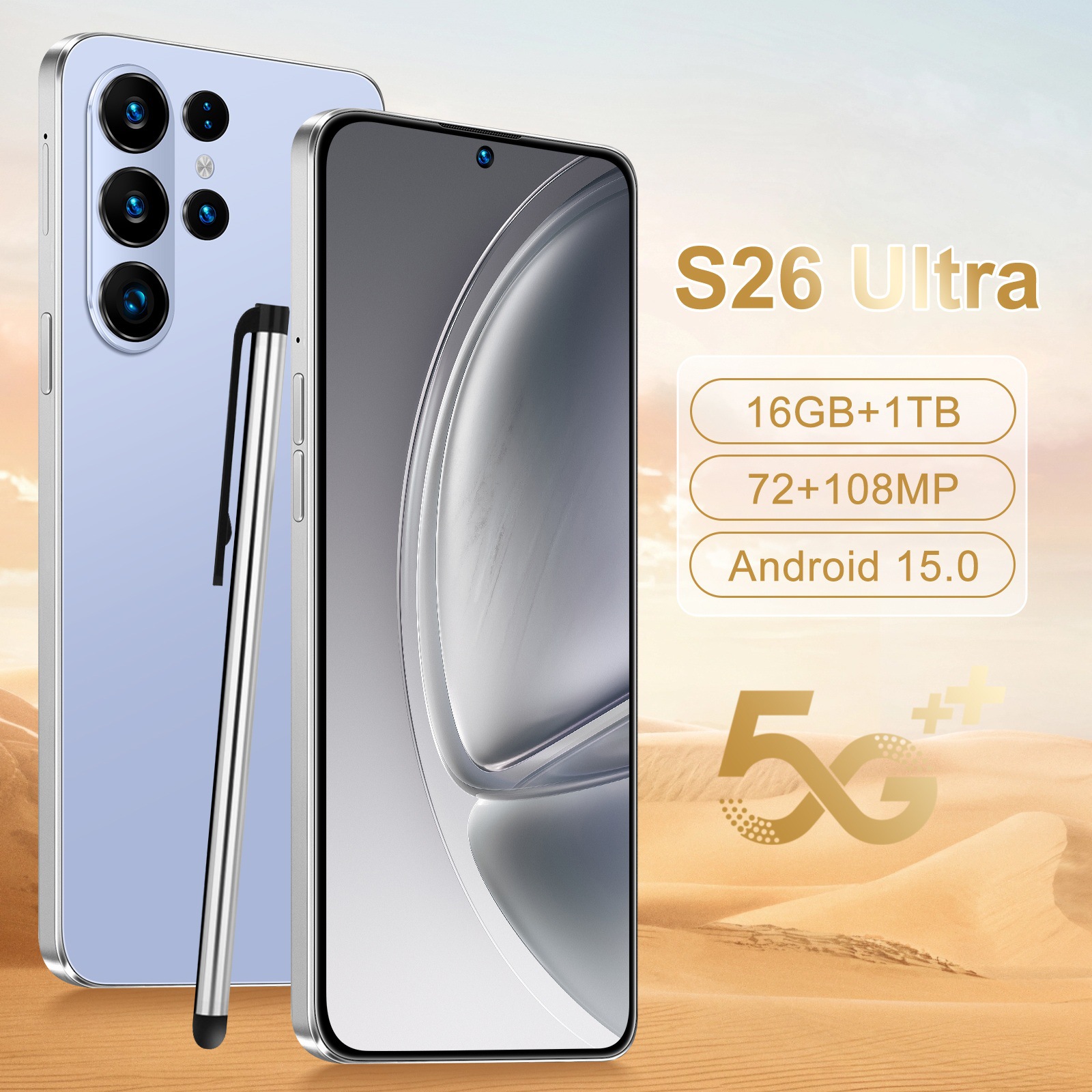 TK explotó teléfono móvil transfronterizo S26Ultra 3 + 32GB 7.3 pulgadas 4G Android 15 pluma externa para teléfonos inteligentes