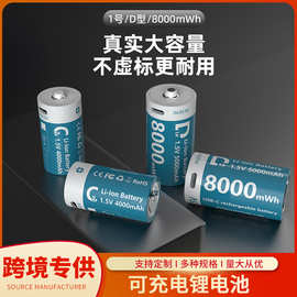 跨境批发充电锂电池D型1号TYPE-C电池手电筒燃气灶收音机高容量