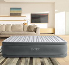 美國INTEX67770內置電泵灰白雙層加大線拉空氣床植絨充氣床墊