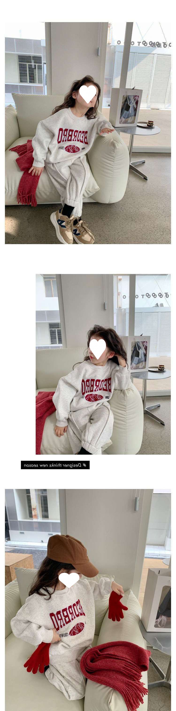 Girls' Fashionable Round Neck Letter Thickened Sweater Sports Pants Two Piece Set 2023 Autumn/Winter New Baby Children's_voghion.com