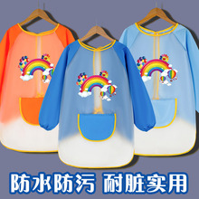 儿童画画罩衣中大童防水围裙男女宝吃饭反穿衣幼儿园美术绘画护衣