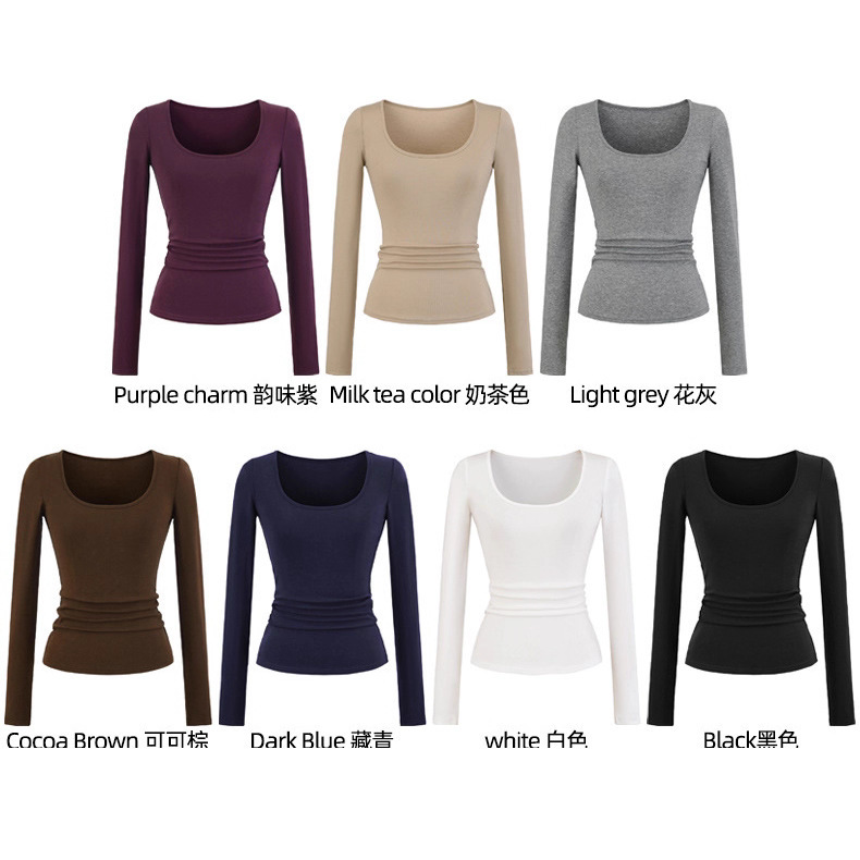 U-Neck Tencel Sun Protection T-Shirt for Women Summer and Autumn New Blue Square Collar Slim Fit Lyocell Stretch Long-Sleeved Top U-Neck Tencel Sun Protection T-Shirt for Women Summer and Autumn New Blue Square Collar Slim Fit Lyocell Stretch Long-Sleeved Top