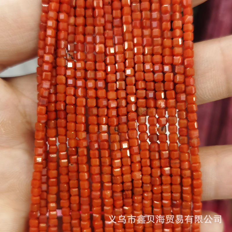 2.5*2.5mm天然石小方珠散珠方糖珠彩碧璽いちご晶紫晶方糖方粒ビーズ|undefined