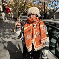 披肩女圍巾批發秋冬季保暖加厚仿羊絨外搭圍脖百搭雙面色新款兩用