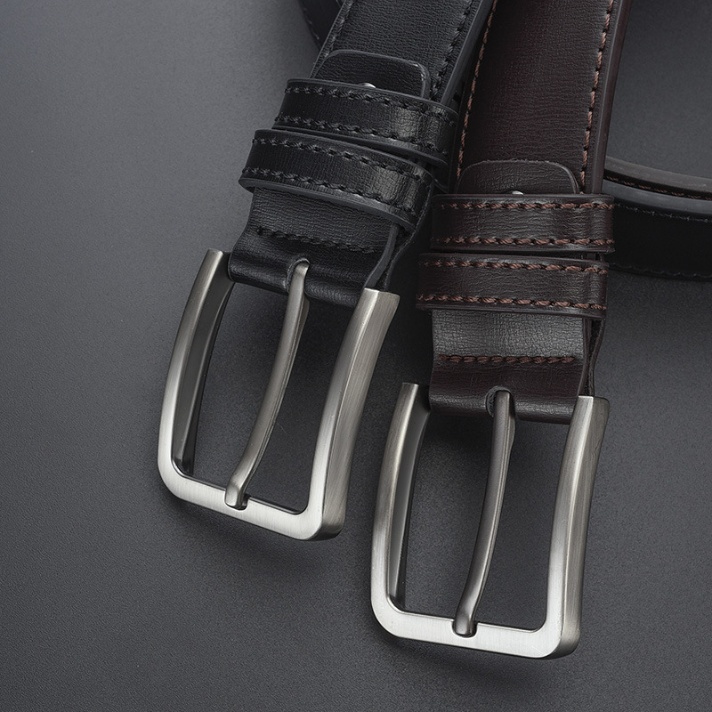 Spot cinturón de cuero simple para hombre aleación de negocios todo-fósforo hebilla casual denim cinturón de mediana edad para jóvenes