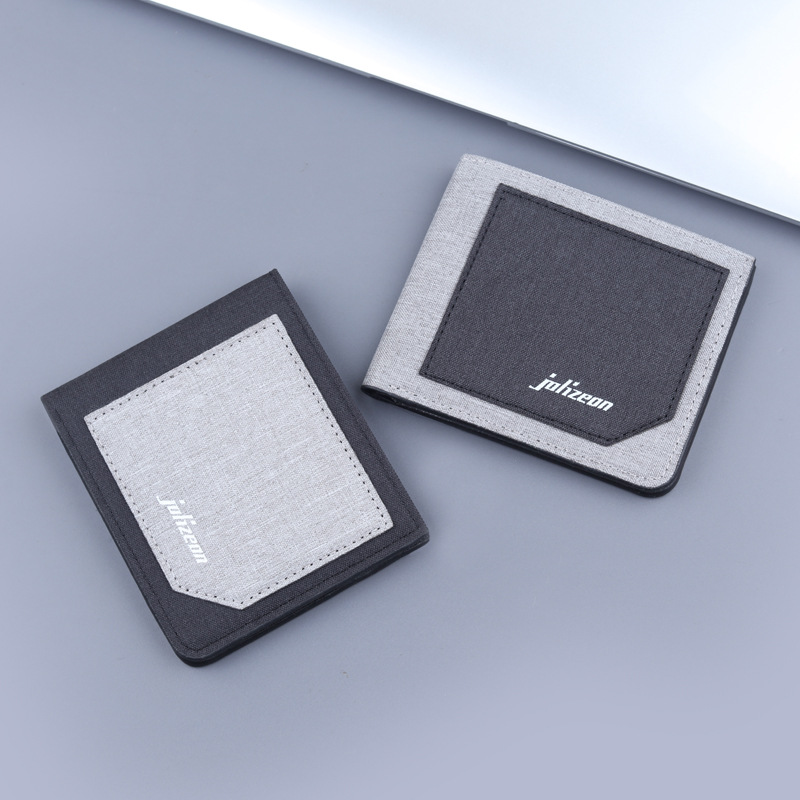 Cartera de lona de los hombres cartera de los hombres bolsa de tarjeta de billetera corta integrada titular de la tarjeta de los hombres clip corto Denim ultrafino hombres