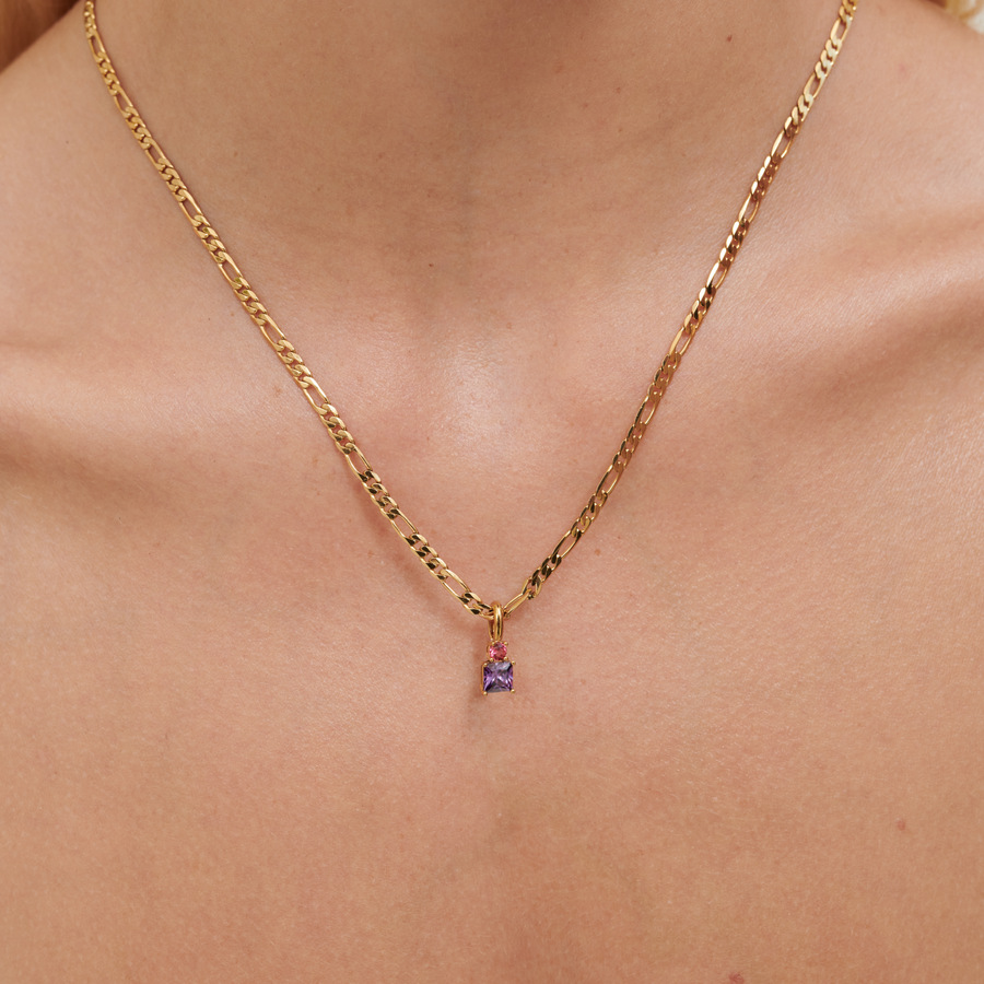Collar de Circonitas de Colores, Bañado en Oro, Estilo Minimalista