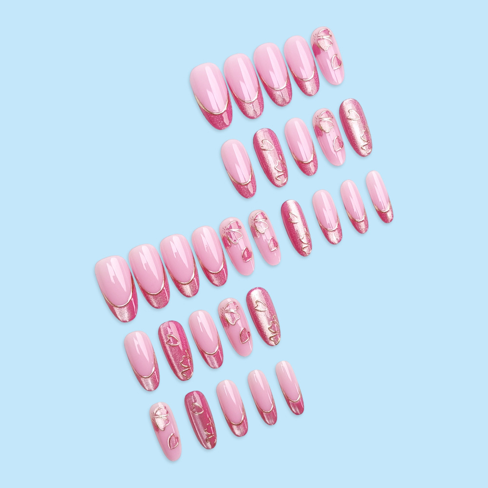 3D estereoscópico LIP oro ojo de gato estilo francés 24 flores blanquear suave uñas falsas transfronterizas lotes mixtos