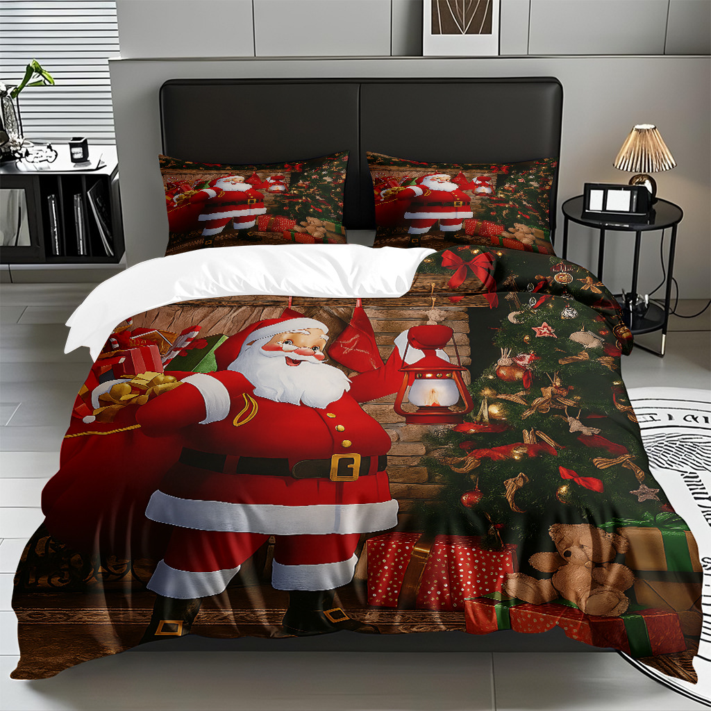 TEMU / JIT impresión digital transfronteriza HD Navidad pro piel suave colcha de cama kit para diseñar venta directa de fábrica