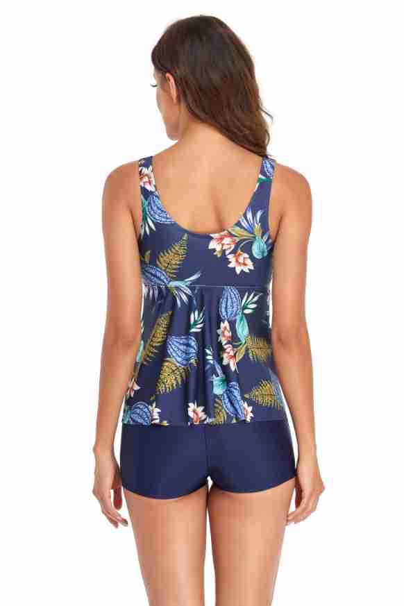 Women's Tropical Solid Color Flower 2 Pieces Set Tankinis Swimwear display picture 21