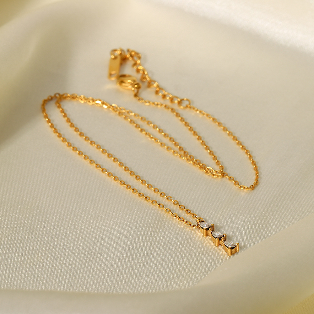 Fashion Geometric Stainless Steel Pendant Necklace Plating Zircon Stainless Steel Necklaces