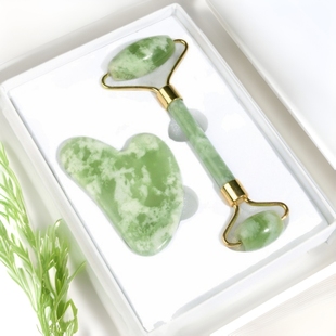 Natural ore jade, cosmetic set, massager heart shaped