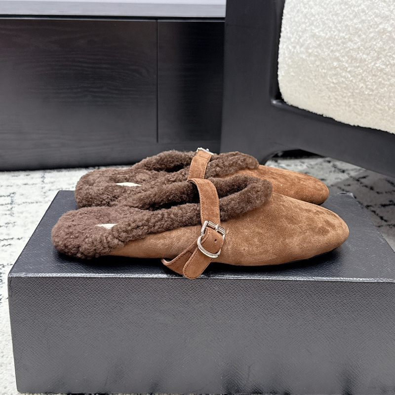 Cross-border AL brand winter warm sheepskin integrated Mary Jane mule shoes for home and outdoor wear Cross-border AL brand winter warm sheepskin integrated Mary Jane mule shoes for home and outdoor wear