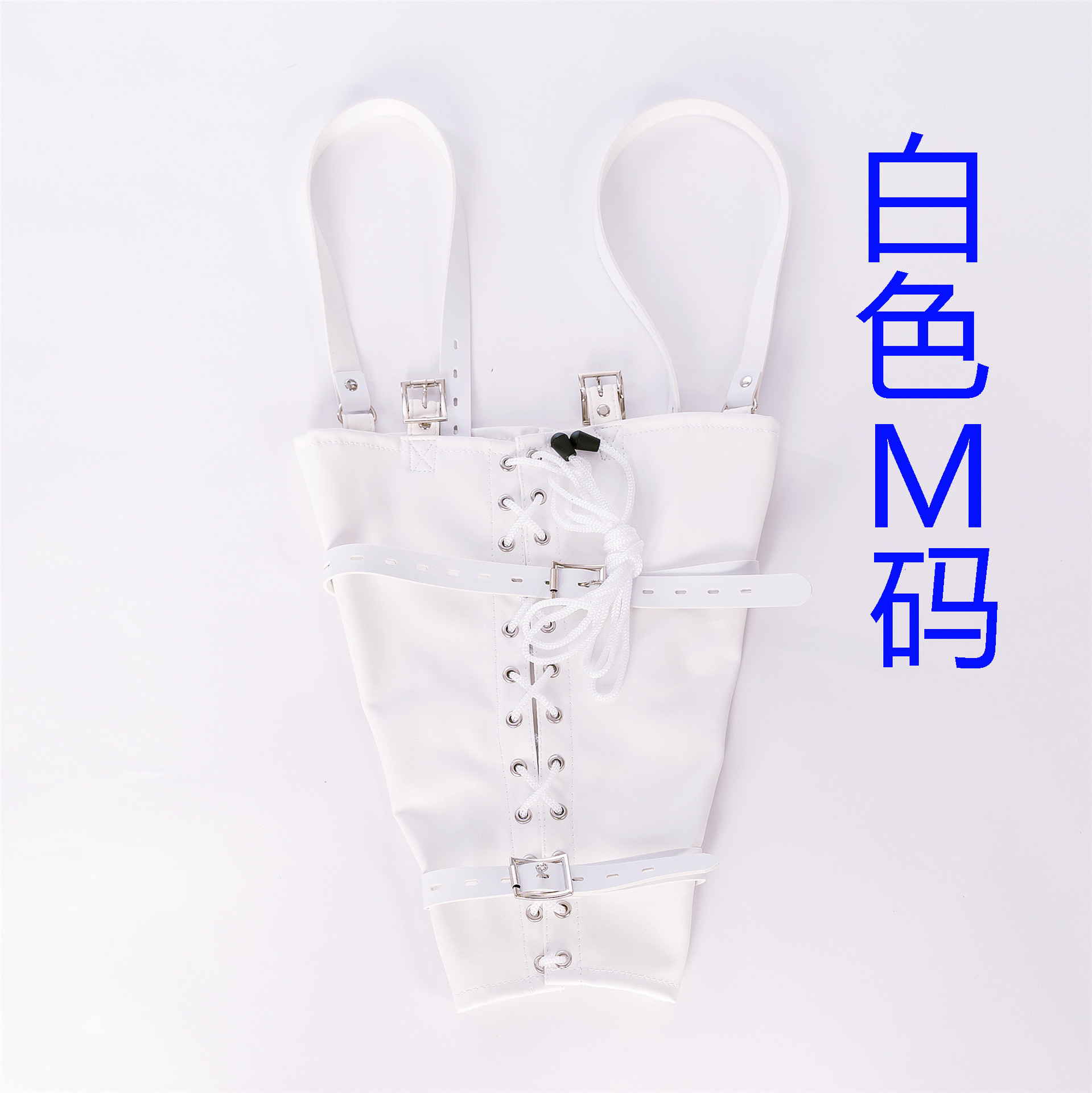 エースレザーのひも付きの手袋は、服装を束ねています。