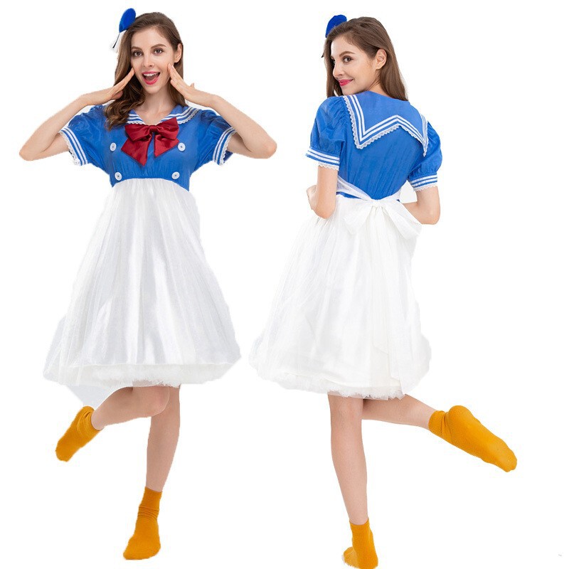 Halloween Cute Donald Duck dress Duck Animation Performance Costume Role Play Navy Wind Sailor Student Costume