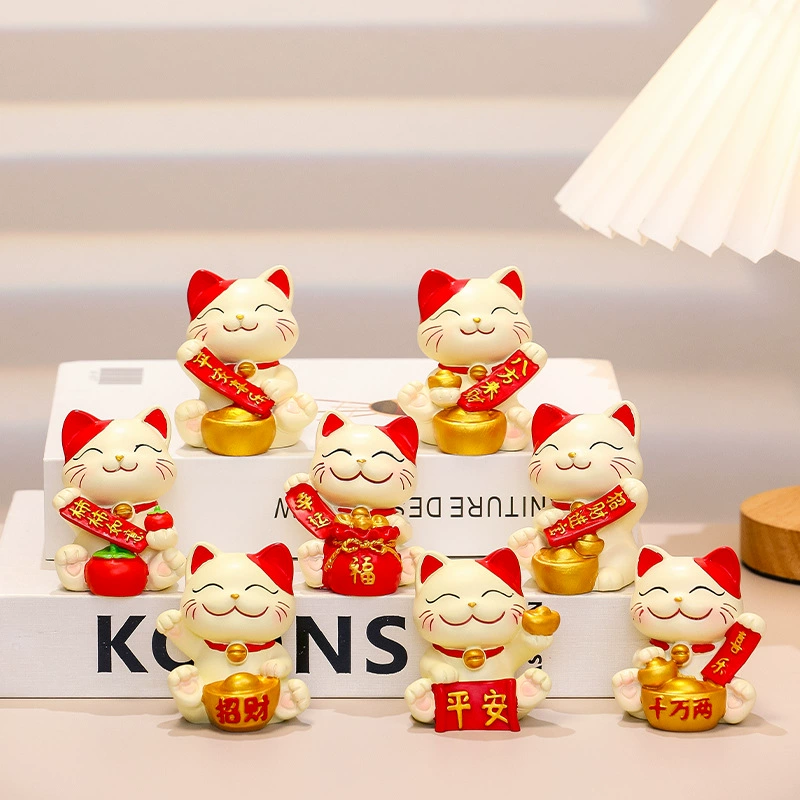 Удачный кот украшение офисной работы небольшой украшенный кусок смолы куклы новый креативный подарок премиум-класса легкий роскошный подарок