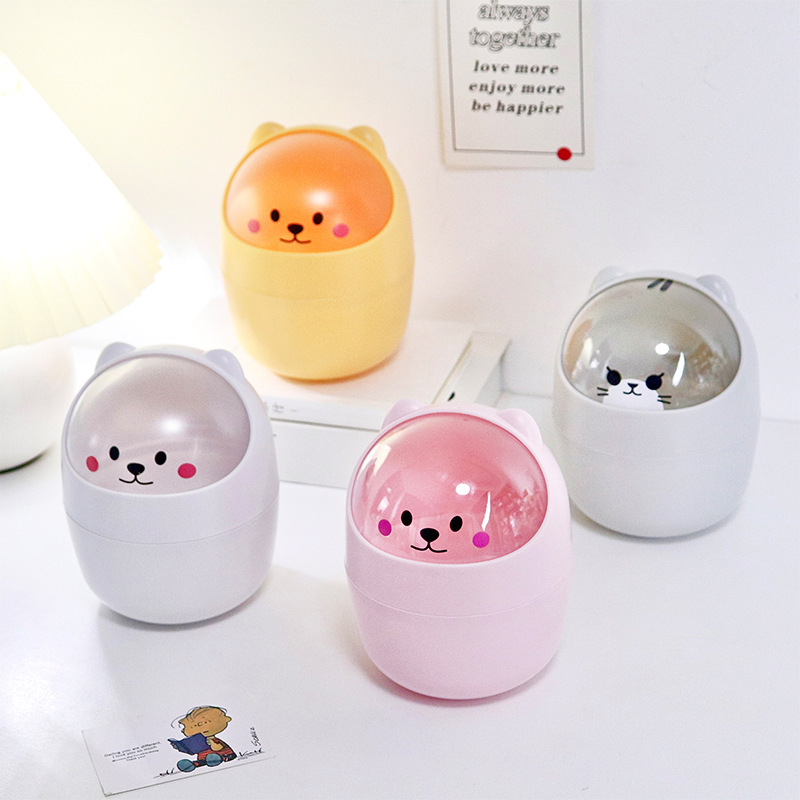 Desktop Trash Can Mini Flip Household Bedroom Girl Heart DIY Cute Lid Office Storage Box Pen Conner