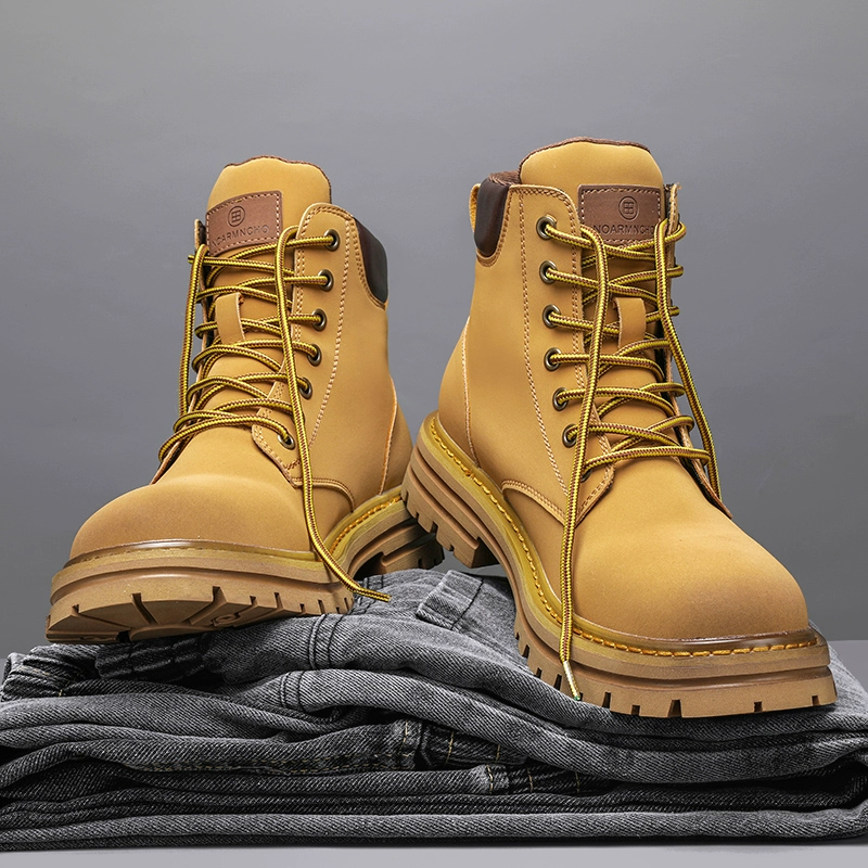 Martens, demi-season high footwear English style for leisure for leather shoes, brown low boots