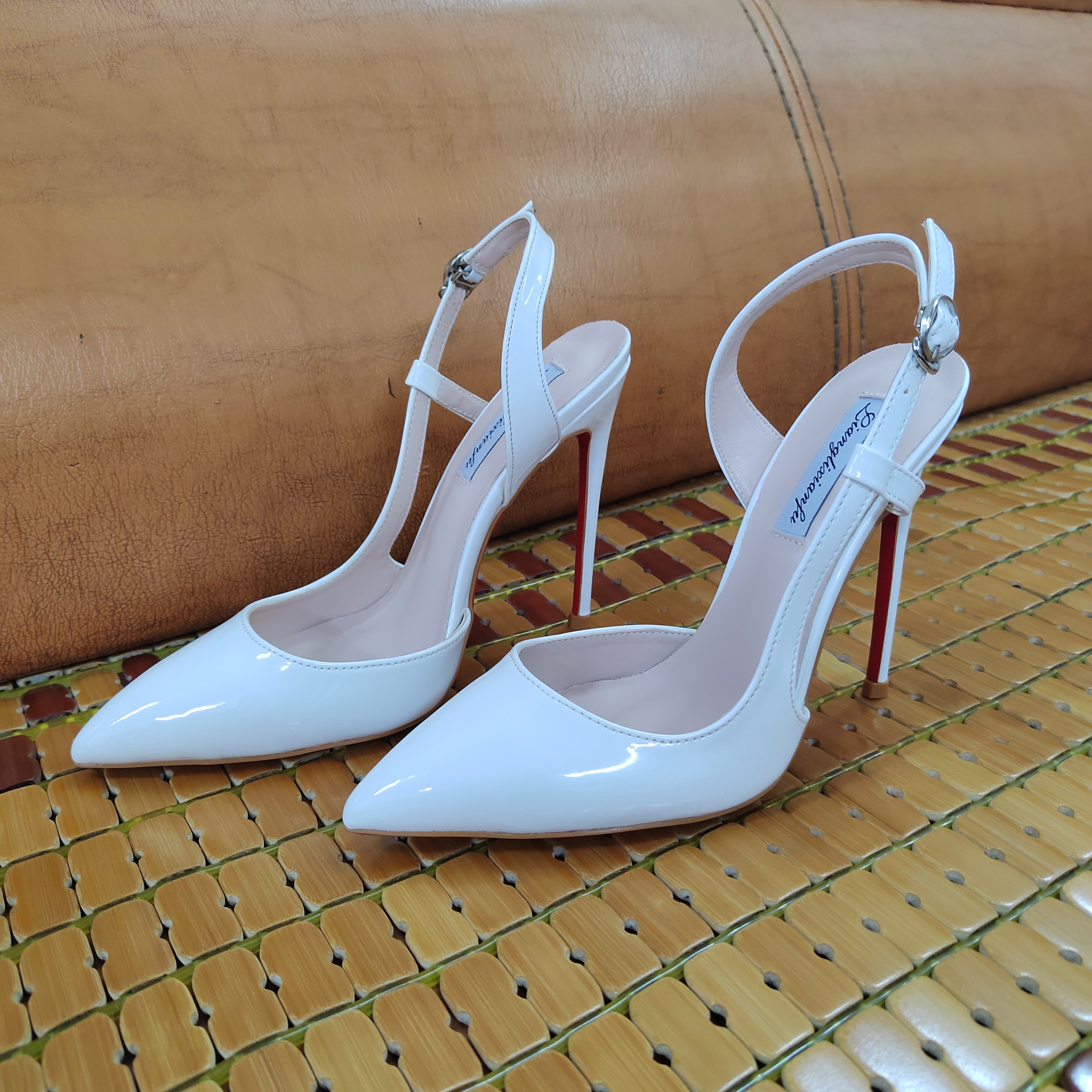 Giày cao gót nữ mũi nhọn họa tiết da báo, gót 12 cm, đế 9 cm — Màu nude (12cm) chi tiết 12