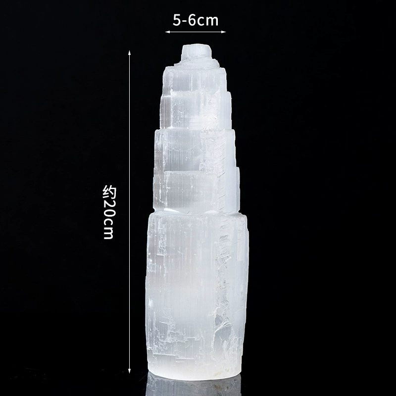 Gypsum tower night lamp, Moroccan translucent crystal ornament, LED base options, 6–20 cm