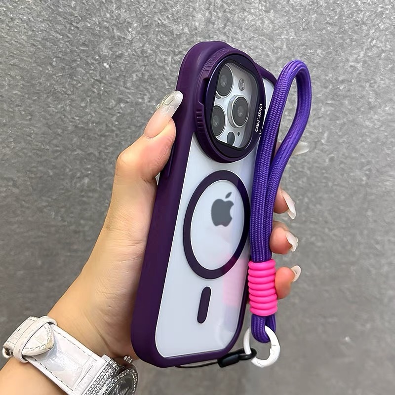 Apple 17 携帯電話ケース iPhone16promax レンズフィルムスタンド付きフリップカバー 透明 磁気吸着 落下防止 シンプル|undefined