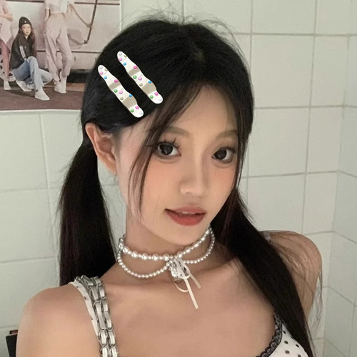 Colorful wave drip oil silver metal hair clip for women side clip water drop hair accessory fringe clip sweet cool style