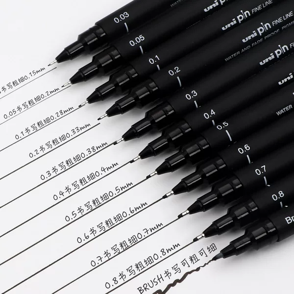 Mitsubishi PIN-200 Drawing Needle Pen Cartoon Design Sketch Gouline Pen Drawing Pen Multi-Specification Black
