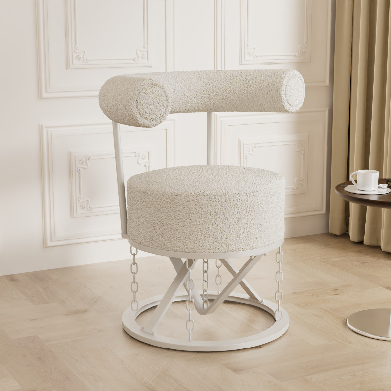 臥室化妝椅小戶型羊羔絨靠背懸浮椅餐廳奶茶店簡約異形休閒舒適椅