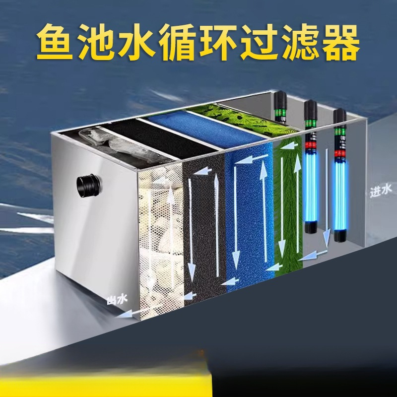 鱼池过滤器水循环系统不锈钢过滤净化设备户外庭院水池净水过滤器
