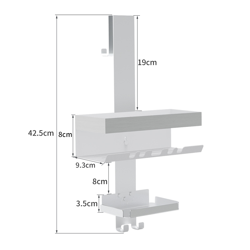 Estantes de baño multicapa, estantes colgantes de ducha, sin perforación, canastas colgantes en el baño, almacenamiento en el baño, detrás de la puerta del inodoro