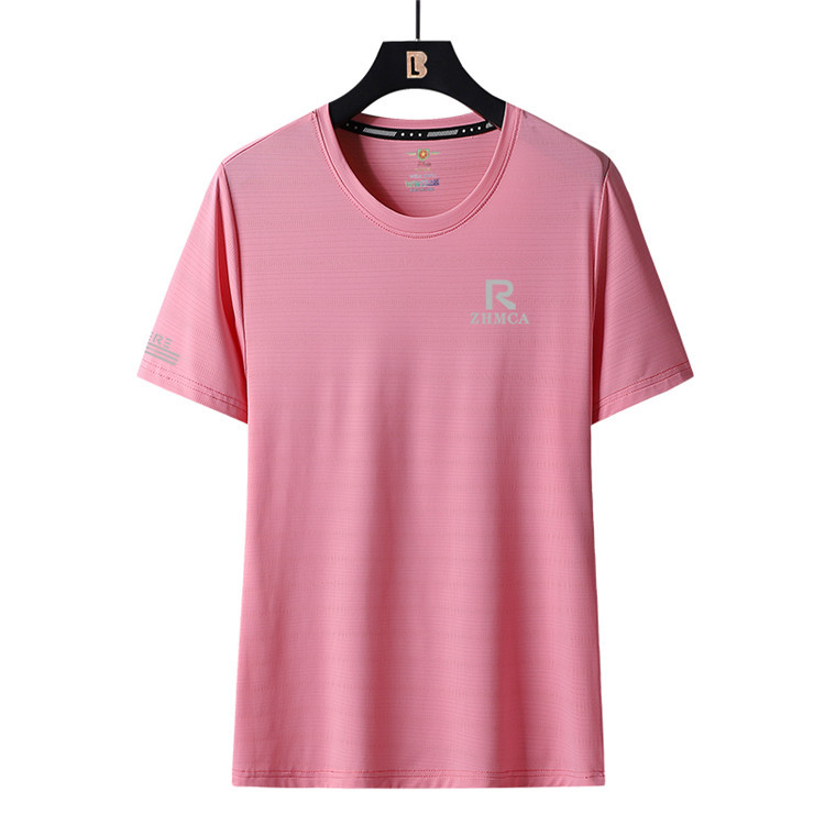 2022 verano nueva camiseta de manga corta de seda de hielo para hombres y mujeres de talla grande suelta ropa de aire acondicionado elástica de secado rápido para hombres al por mayor