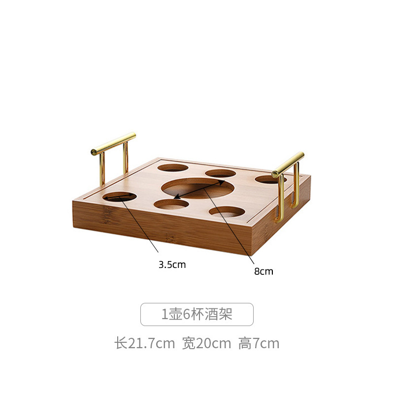 Mango cuadrado, 1 olla y 6 tazas de marco de madera