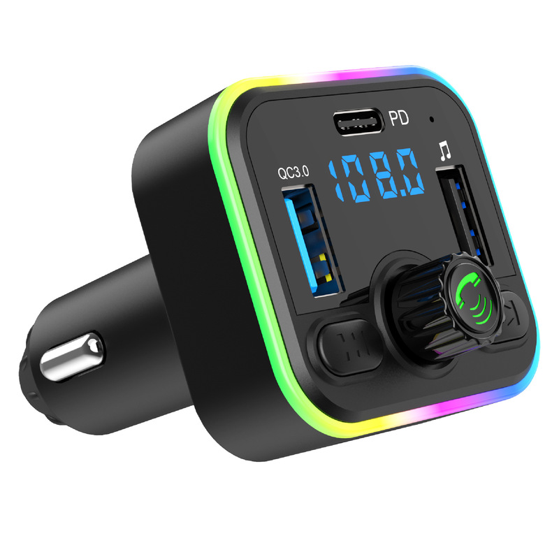 P8 p1p2p3p4p5p6p7 PD対応BluetoothカーマウントMP3プレーヤー カラフルな雰囲気照明 FMトランスミッター QC3.|undefined