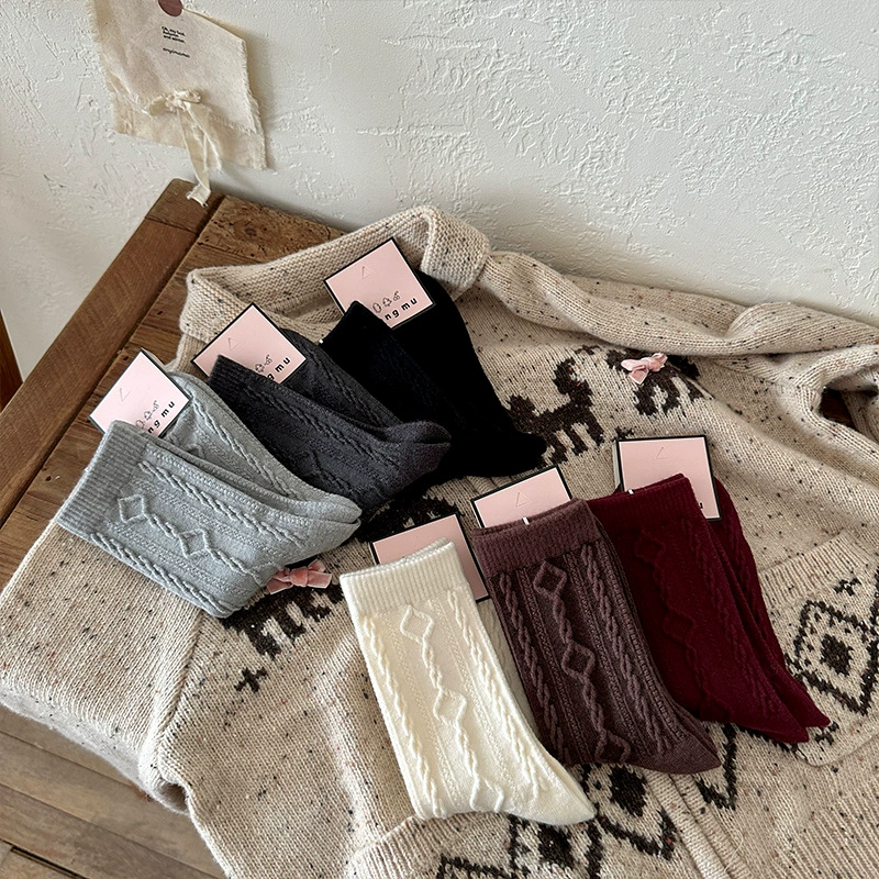 Демисезонные тёплые фирменные velvet колготки для колена, средней длины, корейский стиль