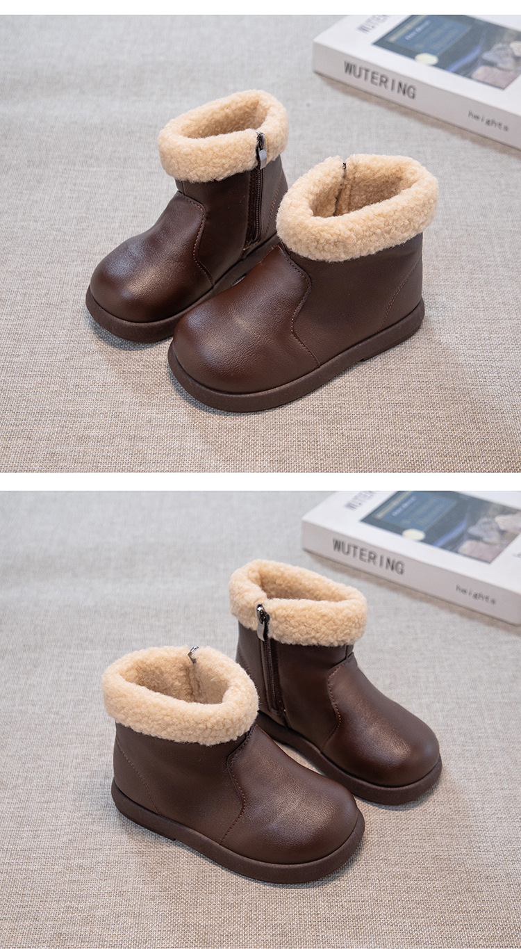 Botas de inverno para menina com forro de lã impermeáveis_voghion.com
