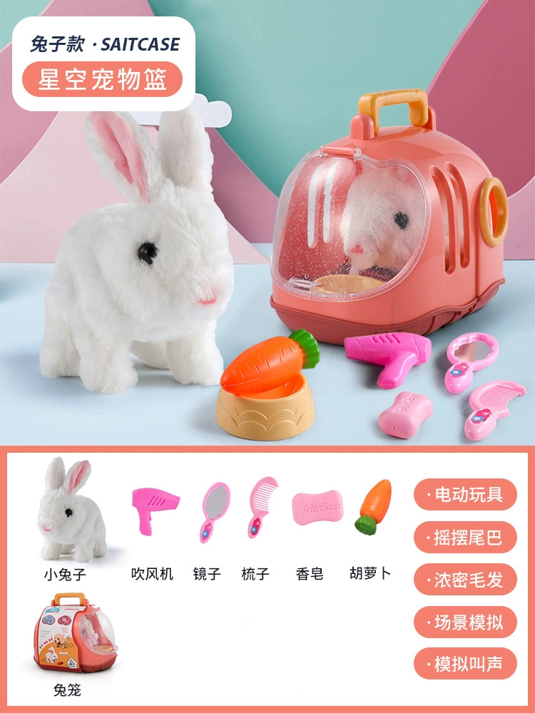 Plush rabbit, electric children's realistic toy, doll, white rabbit, Birthday gift